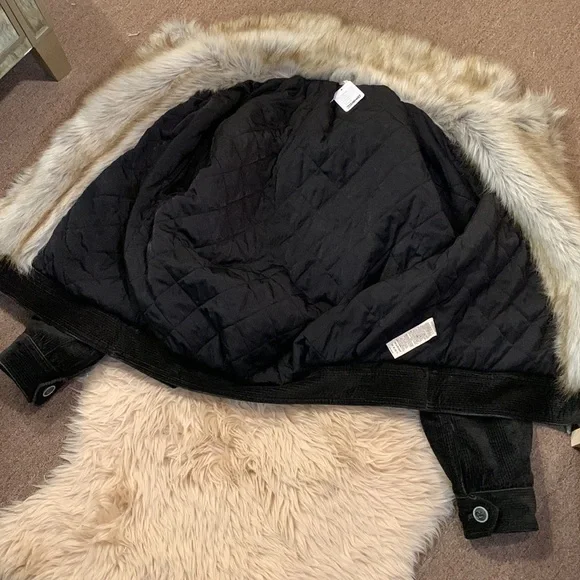 Free People Black Bomber Jacket with Faux Fur Collar - Picture 13 of 16